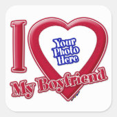 Ik hou van mijn vriend Foto Red Heart Vierkante Sticker (Voorkant)