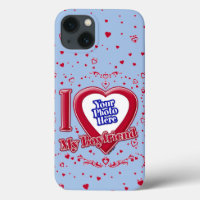 Ik hou van mijn vriend Foto Red Hearts Baby Blue