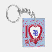 Ik hou van mijn vriend Foto Red Hearts Baby Blue Sleutelhanger (Voorkant Links)