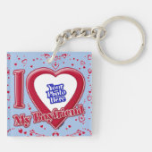 Ik hou van mijn vriend Foto Red Hearts Baby Blue Sleutelhanger (Achterkant)