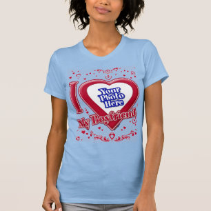 Ik hou van mijn vriend Foto Red Hearts Baby Blue T-shirt