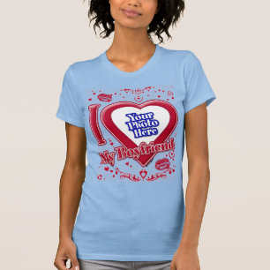 Ik hou van mijn vriend Foto Red Hearts Baby Blue T-shirt