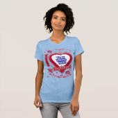 Ik hou van mijn vriend Foto Red Hearts Baby Blue T-shirt (Voorkant volledig)