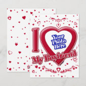 Ik hou van mijn vriend Foto Red Hearts Feestdagenkaart (Voorkant / Achterkant)