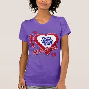 Ik hou van mijn vriend foto rode hart kus paarse T T-shirt