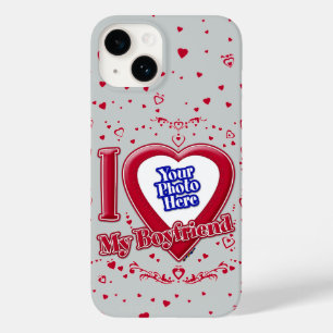 Ik hou van mijn vriend foto rode harten grijs Case-Mate iPhone 14 hoesje
