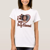 Ik hou van mijn vriend Foto Roze Brown T-shirt (Voorkant)