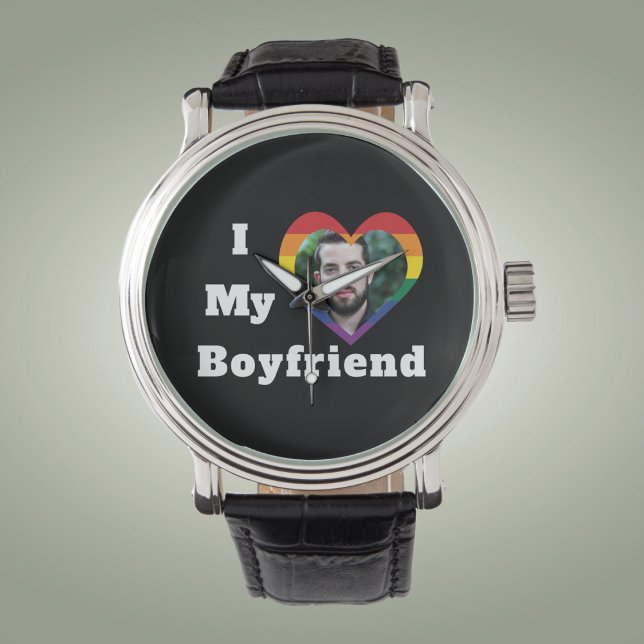 Ik hou van mijn vriend Gay Pride LGBTQ Aangepaste  Horloge (Creator heeft geüpload)
