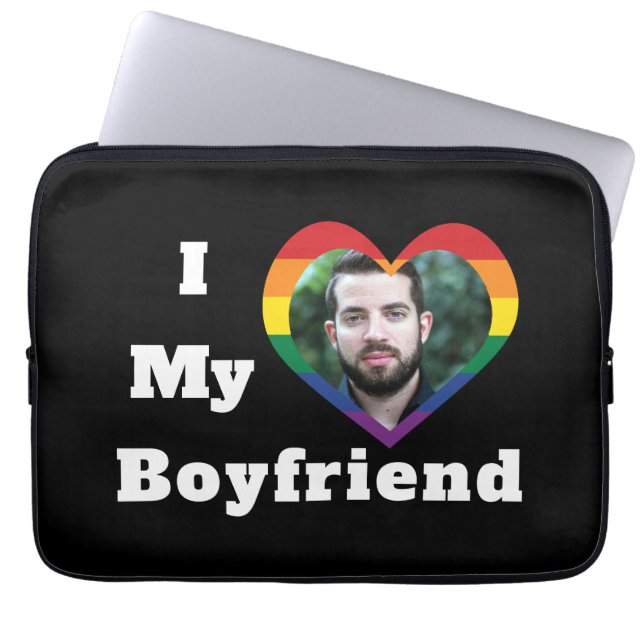 Ik hou van mijn vriend Gay Pride LGBTQ Aangepaste  Laptop Sleeve (Voorkant)