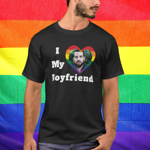 Ik hou van mijn vriend Gay Pride LGBTQ Aangepaste  T-shirt