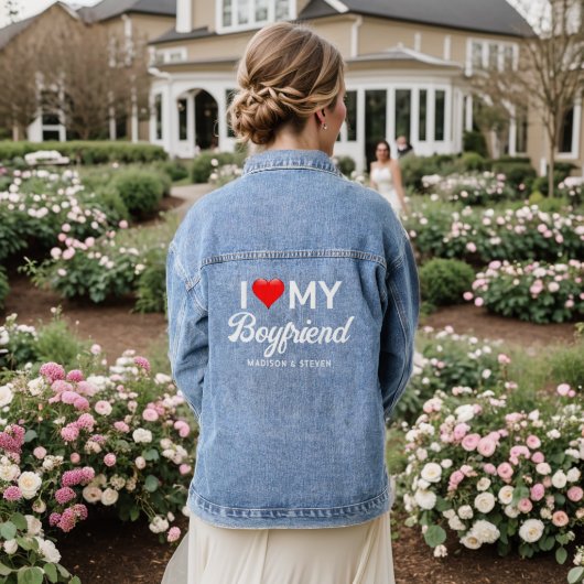 Ik hou van mijn vriend gepersonaliseerde namen denim jacket (Huwelijk Achterkant)