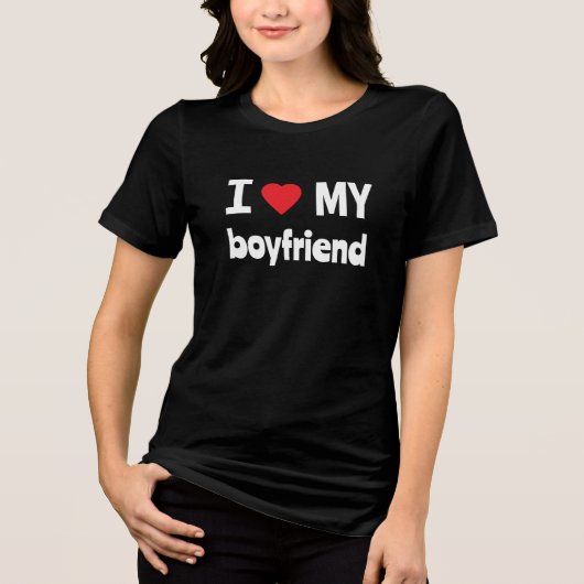 Ik hou van mijn vriend Grappig romantisch cadeau T Tri-Blend Shirt (Voorkant)