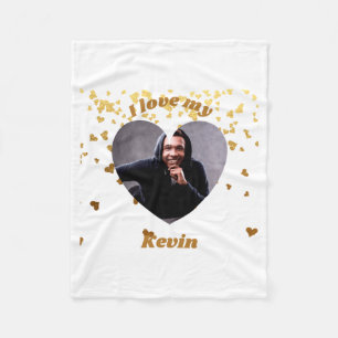 Ik hou van mijn vriend hart foto naam T-shirt Fleece Deken