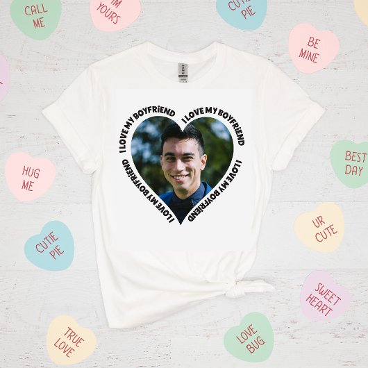 Ik hou van mijn vriend Heart Wrapped Text Valentij T-shirt