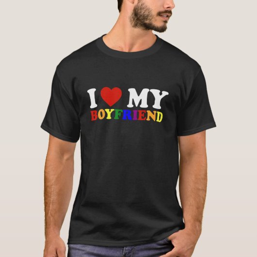 Ik hou van mijn vriend LGBT Gay Boyvriend Cute LGB T-shirt (Voorkant)