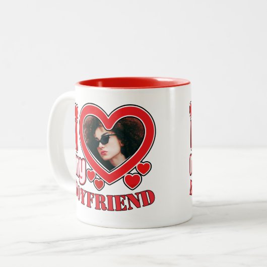 Ik hou van mijn vriend op maat tweekleurige koffiemok (Voorkant links)