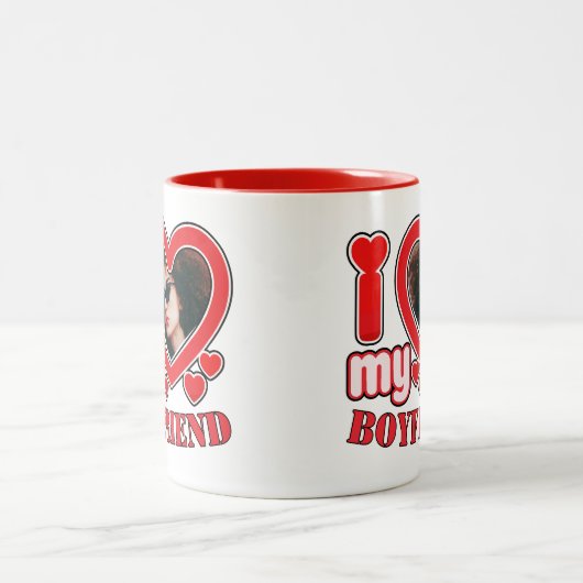 Ik hou van mijn vriend op maat tweekleurige koffiemok (Center)