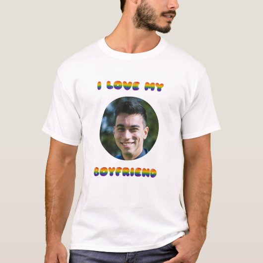 Ik hou van mijn vriend Rainbow LGBT T-shirt (Voorkant)