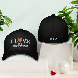 Ik hou van mijn vriend Red Heart Monogram op maat Geborduurde Pet