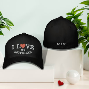 Ik hou van mijn vriend Red Heart Monogram op maat Geborduurde Pet
