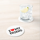 ik hou van mijn vriend ronde kartonnen onderzetter (Insitu)