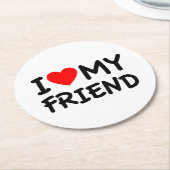 ik hou van mijn vriend ronde kartonnen onderzetter (Gebogen)