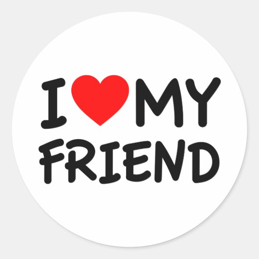 Ik hou van mijn vriend ronde sticker (Voorkant)