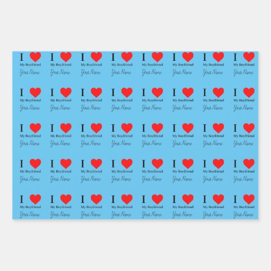 Ik hou van mijn vriend & rood hart gepersonaliseer inpakpapier vel (Voorkant 3)