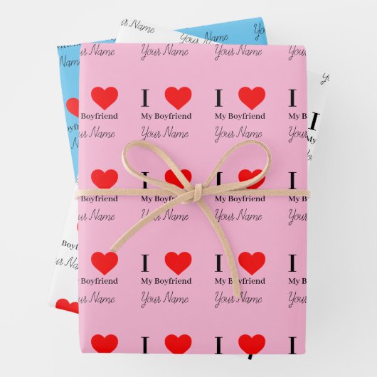 Ik hou van mijn vriend & rood hart gepersonaliseer inpakpapier vel (In situ)