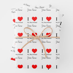 Ik hou van mijn vriend & rood hart gepersonaliseer inpakpapier vel