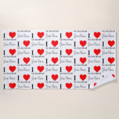 Ik hou van mijn vriend & rood hart gepersonaliseer strandlaken (Voorkant)