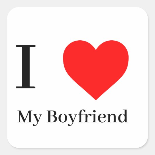 Ik hou van mijn vriend & rood hart vierkante sticker (Voorkant)