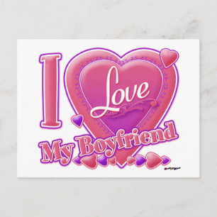 Ik hou van mijn vriend roze/paars - hart briefkaart