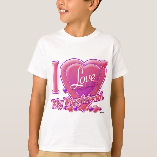 Ik hou van mijn vriend roze/paars - hart t-shirt (Voorkant)