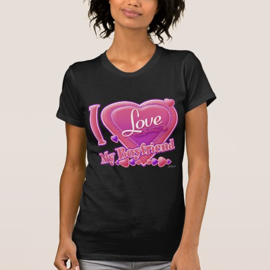 Ik hou van mijn vriend roze/paars - hart t-shirt (Voorkant)