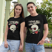Ik hou van mijn vriend schedel hart paar t-shirt