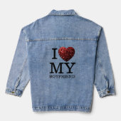 Ik hou van mijn vriend sparkles hart Valentijnsdag Denim Jacket (Achterkant)