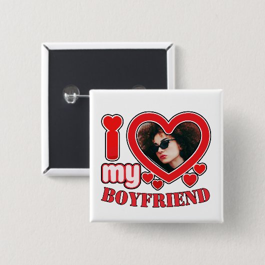 Ik hou van mijn vriend vierkante button 5,1 cm (Voorkant /achterkant)