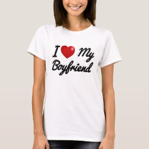 Ik hou van mijn vriend zwarte tekst T-Shirt