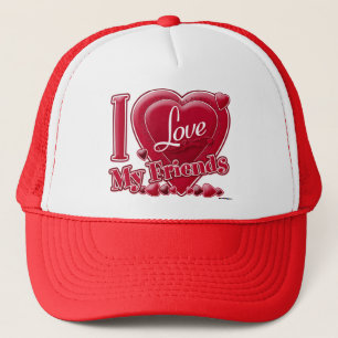 Ik hou van mijn vrienden rood - hart trucker pet