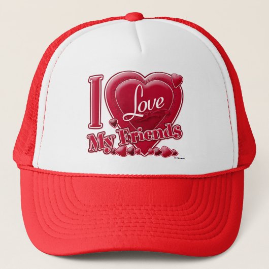 Ik hou van mijn vrienden rood - hart trucker pet (Voorkant)