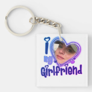 Ik hou van mijn vriendin Aangepast Gepersonaliseer Sleutelhanger