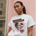 Ik hou van mijn Vriendin | Aangepaste 2 foto T-shirt<br><div class="desc">Creëer uw eigen een van een soort geschenk met deze "I love my Vriendin Custom 2 foto Cute T-Shirt" sjabloon in pastelroze en bruine kleuren,  aanpasbaar in elke kleur. Voeg 2 foto's en 2 aangepaste tekst toe in een speels handgeschreven lettertype. Geen minimum.</div>