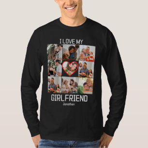 Ik hou van mijn vriendin aangepaste 9 foto collage t-shirt