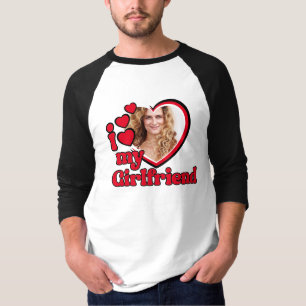Ik hou van mijn vriendin aangepaste foto t-shirt