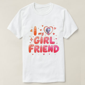 Ik hou van mijn vriendin aangepaste foto t-shirt