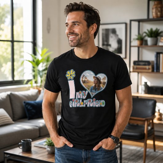 Ik hou van mijn vriendin aangepaste foto t-shirt