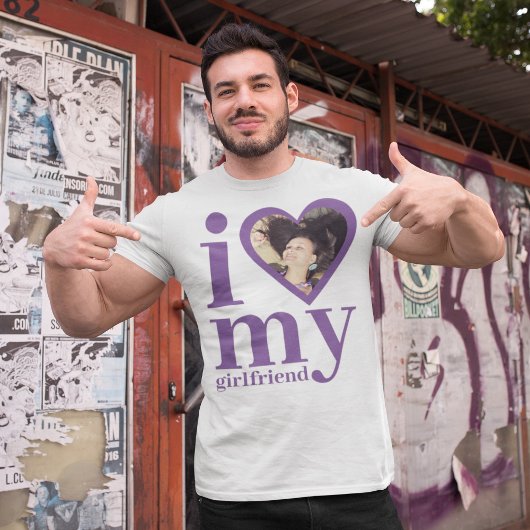 Ik hou van mijn vriendin aangepaste foto T-shirt