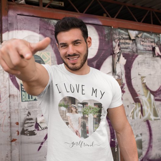 Ik hou van mijn vriendin aangepaste foto t-shirt