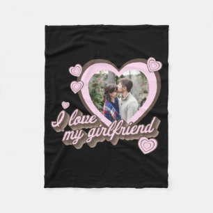 Ik hou van mijn vriendin aangepaste foto T-shirt Fleece Deken